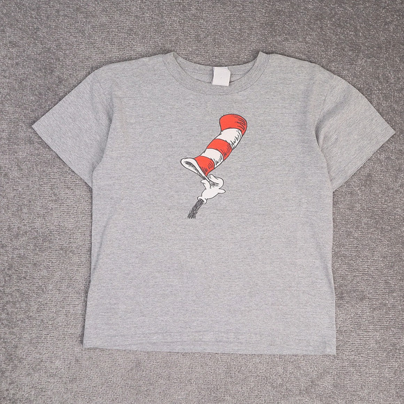 VTG The Cat in the Hat Movie Promo Dr. Seuss Medium Gray Short Sleeve T-Shirt - Picture 1 of 9